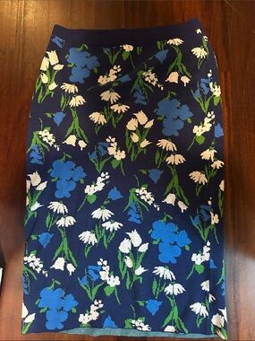 kate spade Navy Floral Pencil Skirt with Blue and White Blooms